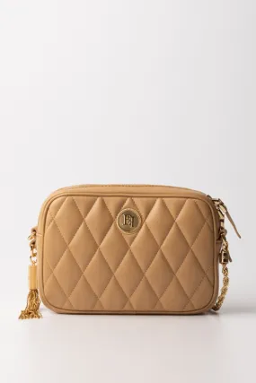 Borsa a tracolla piccola matelassé Caramello