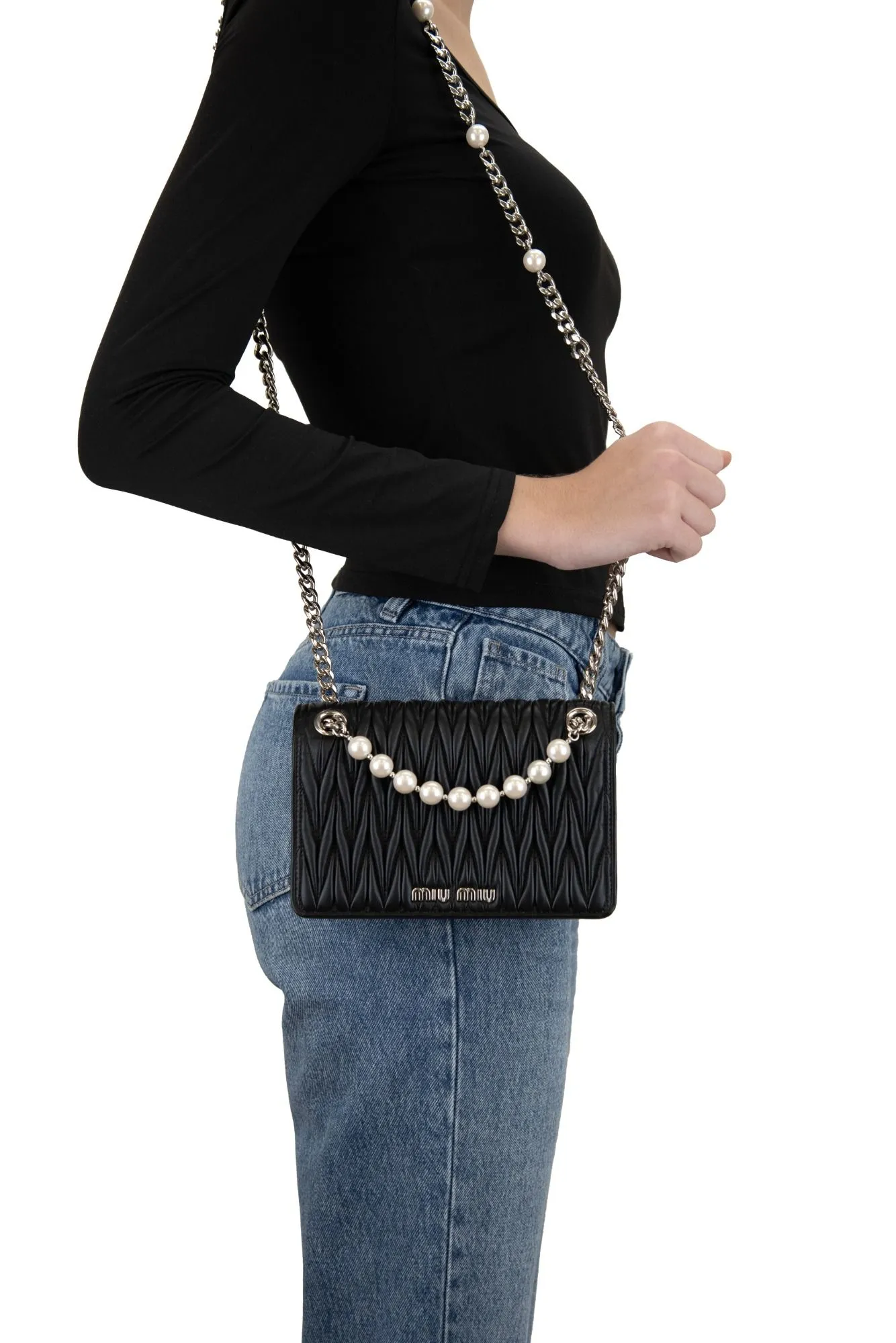 MIU MIU Matelasse Pearl 5BP065 F0002 Shoulder Bag