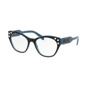   Miu Miu MU  02RV - 1031O1 Superiore Nero Su Blu | Occhiale Da Vista Donna 