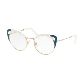   Miu Miu MU  50RV - 1061O1 Oro Pallido / Avorio / Blu | Occhiale Da Vista Donna 